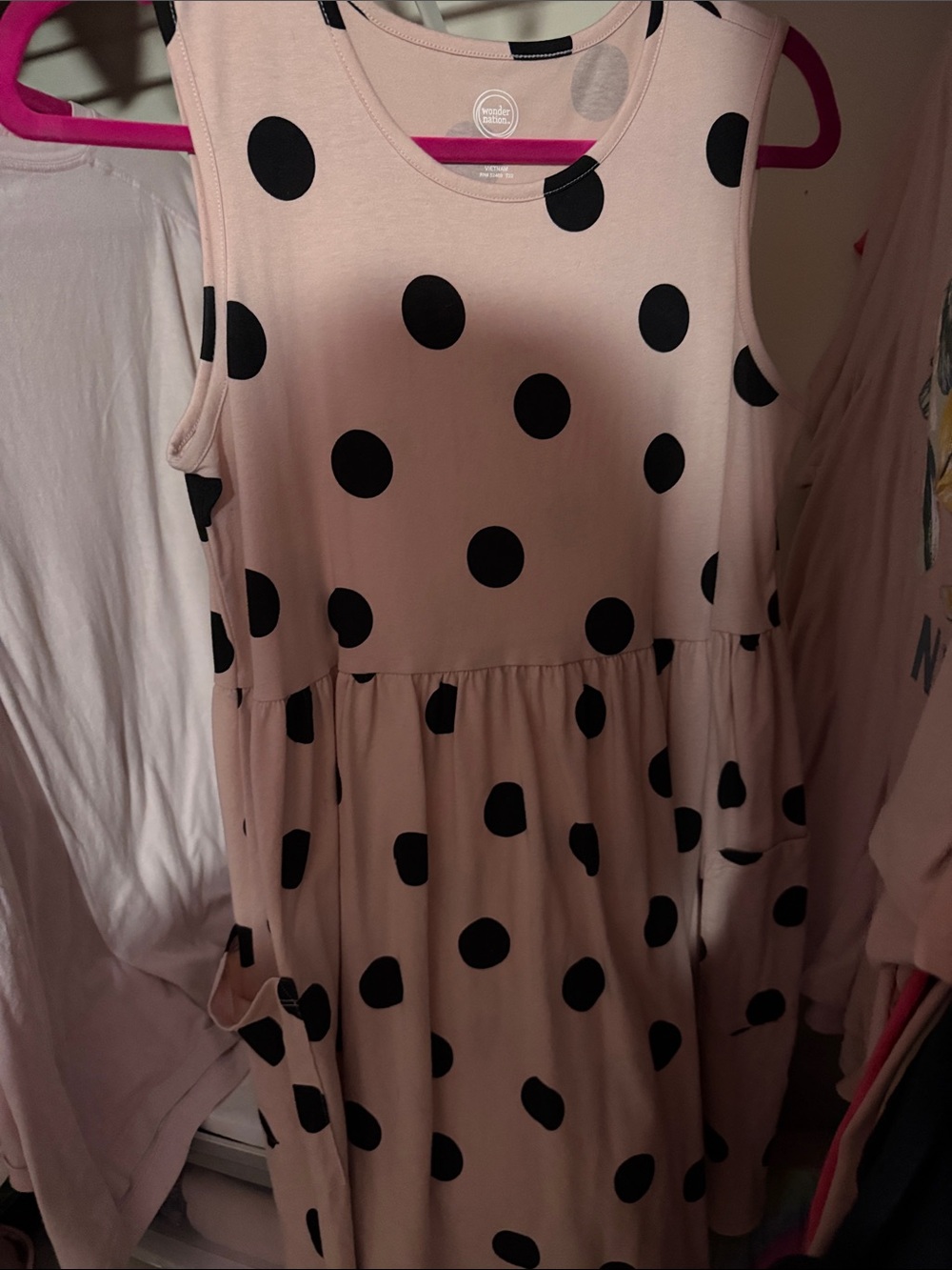 wonder nation Blush Pink Dress with Black Polka Dots